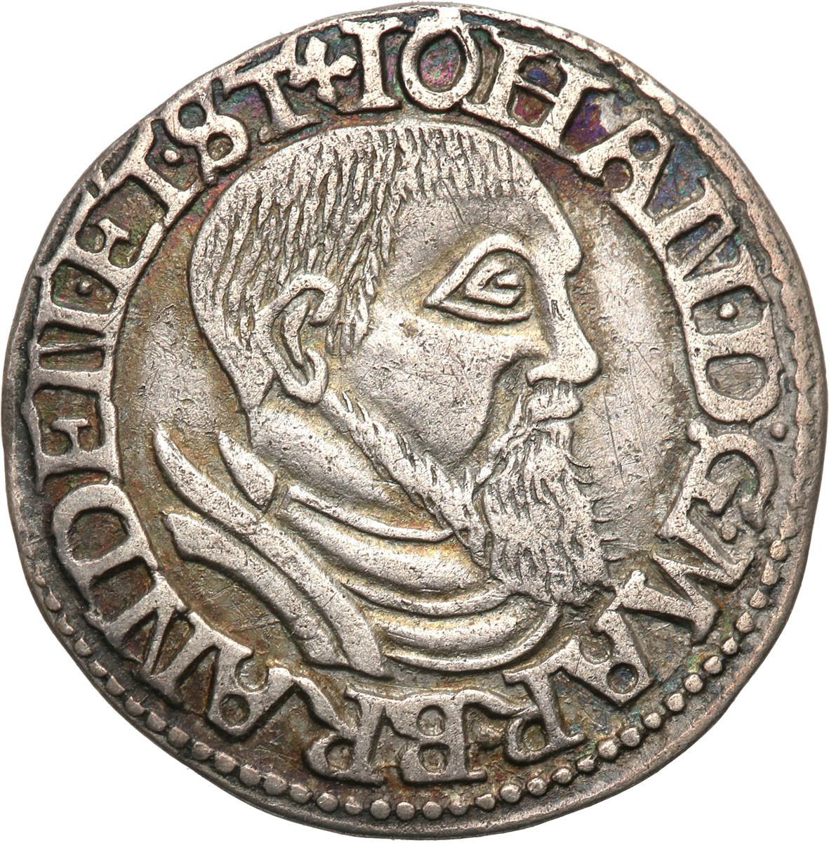 Śląsk, Księstwo Krośnieńskie. Jan Kostrzyński (1535–1571). Trojak 1545, Krosno - RZADKOŚĆ R4